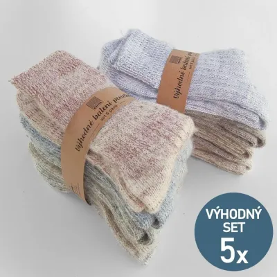 Hřejivé česané ponožky NORA - 5 párů v mixu barev | Mojeponozky.cz