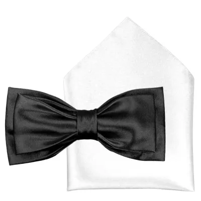 Elegantní černý motýlek + bílý kapesník do saka | KNITVA