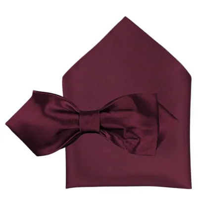Elegantní set - motýlek a kapesník do saka - vínová | KNITVA