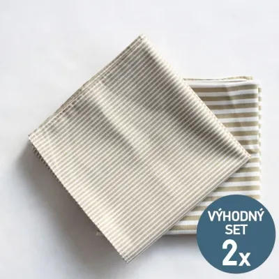Bavlněné šátky s pruhy - béžová - 2 kusy | KNITVA