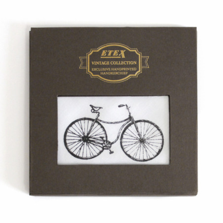 Luxusní pánské látkové kapesníky VINTAGE ruční tisk - bicykl