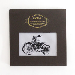 Luxusní pánský látkový kapesník VINTAGE ruční tisk - motocykl