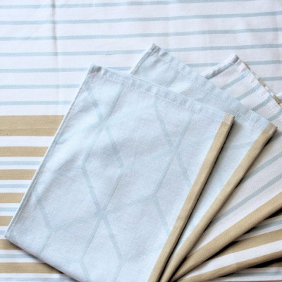 Luxusní utěrky z egyptské bavlny béžovo-modré - 3 kusy