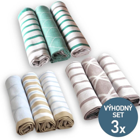 Výhodná sada luxusních utěrek - světlé - 9 ks | Mojeponozky.cz
