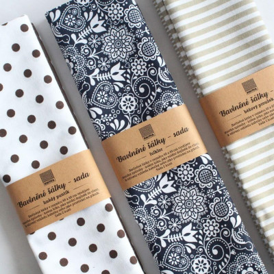 Bavlněné šátky s folklorovým vzorem - 2 kusy | KNITVA