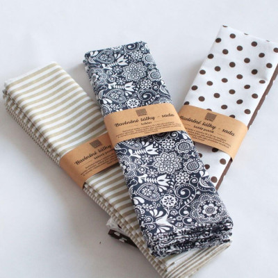 Bavlněné šátky s pruhy - béžová - 2 kusy | KNITVA