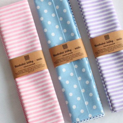 Bavlněné šátky s puntíky - růžová - 2 kusy | KNITVA