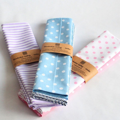 Bavlněné šátky s puntíky - růžová - 2 kusy | KNITVA