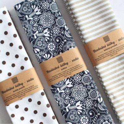 Bavlněné šátky s pruhy - béžová - 2 kusy | KNITVA