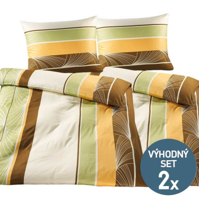 Bavlněné povlečení na dvě postele hnědé v nežehlivé úpravě | KNITVA