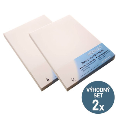 Set 2 bílých prostěradel 90x200 cm – bavlněný satén, bez žehlení | KNITVA