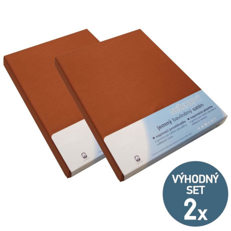 Set 2 hnědých napínacích prostěradel s gumou – bavlněné | KNITVA