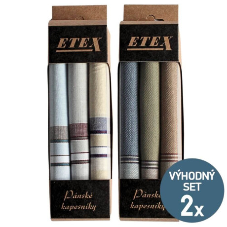 Pánské látkové kapesníky ve výhodném setu 2 krabiček - celkem 6 kusů | KNITVA