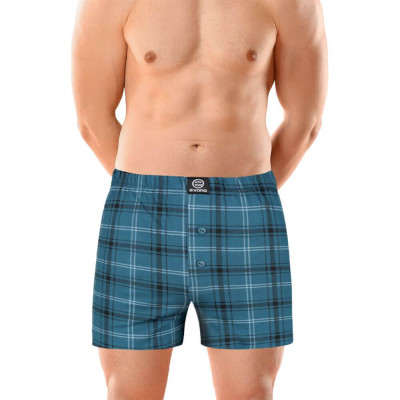 Bavlněné trenky MICHAL – modré káro – 2 kusy | Mojeponozky.cz