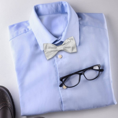 Klasický motýlek stříbrný – česká kvalita na svatbu i ples | KNITVA