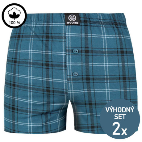 Bavlněné trenky MICHAL – modré káro – 2 kusy | Mojeponozky.cz