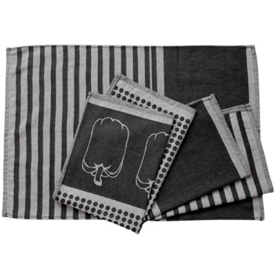 Luxusní utěrky z egyptské bavlny černé - 3 kusy