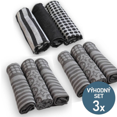 Výhodná sada luxusních utěrek - tmavé - 9 ks | Mojeponozky.cz