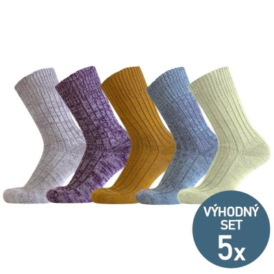 Dámské teplé ponožky NORA - 5 párů v mixu barev | Mojeponozky.cz