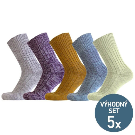 Dámské teplé ponožky NORA - 5 párů v mixu barev | Mojeponozky.cz