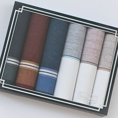 Bavlněné kapesníky pro pány VASSINI 1 - sada 6 ks v krabičce | KNITVA