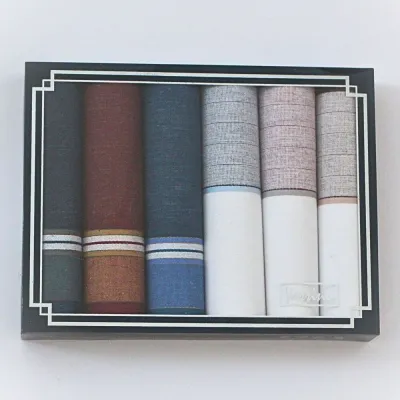 Bavlněné kapesníky pro pány VASSINI 1 - sada 6 ks v krabičce | KNITVA