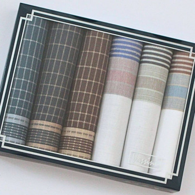 Bavlněné kapesníky pro pány VASSINI 2 - sada 6 ks v krabičce | KNITVA