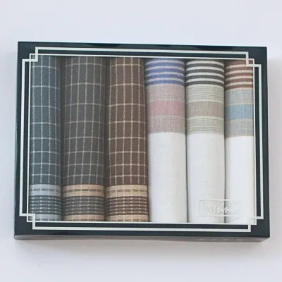 Bavlněné kapesníky pro pány VASSINI 2 - sada 6 ks v krabičce | KNITVA