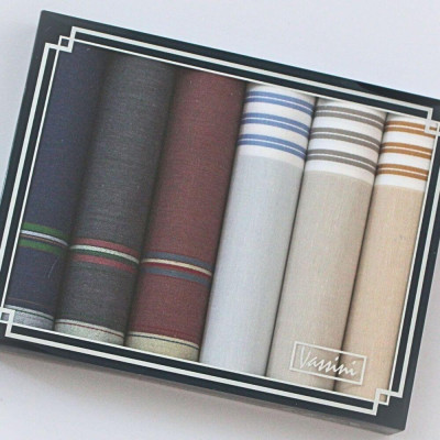 Bavlněné kapesníky pro pány VASSINI 3 - sada 6 ks v krabičce | KNITVA