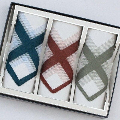 Pánské bavlněné kapesníky bílé - dárkové balení 3 kusů | KNITVA