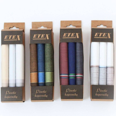 Pánské látkové kapesníky M3 - klasika v sadě tří kusů | KNITVA