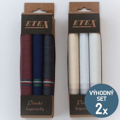 Pánské kapesníky ve výhodném setu 2 balení - celkem 6 kusů | KNITVA