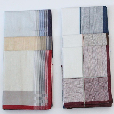 Sada 6 kusů světlých pánských kapesníků z česané bavlny | KNITVA