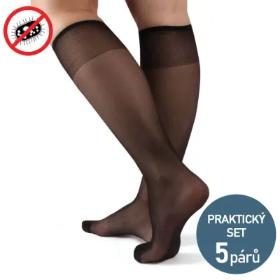 Černé podkolenky NAPRIMA 5 párů - zdravotní lem | Mojeponozky.cz