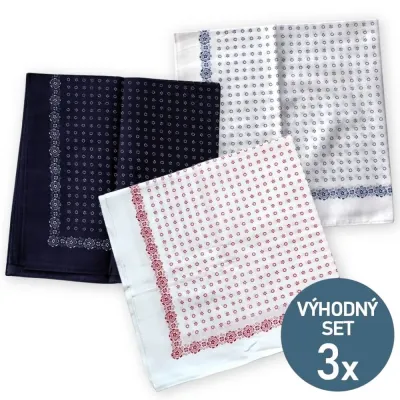 Výhodná sada 3 ks bavlněných šátků 70 x 70 cm - květy | KNITVA