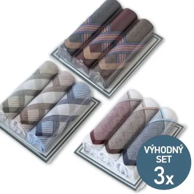 Pánské kapesníky VLNKY III - výhodná sada 3 balení | Mojeponozky.cz