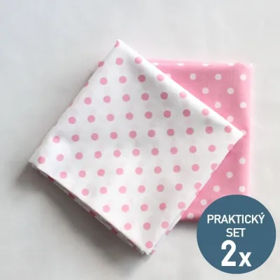 Bavlněné šátky s puntíky - růžová - 2 kusy | KNITVA