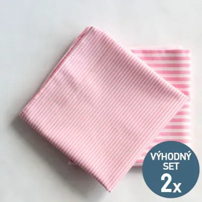 Bavlněné šátky s pruhy - růžová - 2 kusy | KNITVA